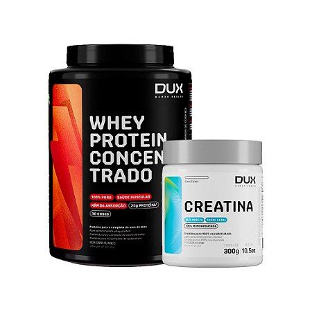 KIT WHEY PROTEIN CONCENTRADO 900G + CREATINA 300G DUX