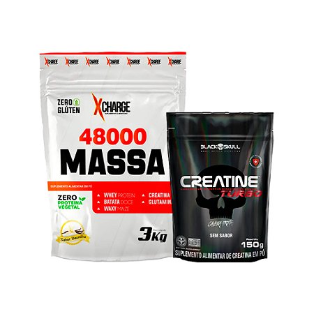 KIT 48000 MASSA 3KG + CREATINA TURBO 150G REFIL