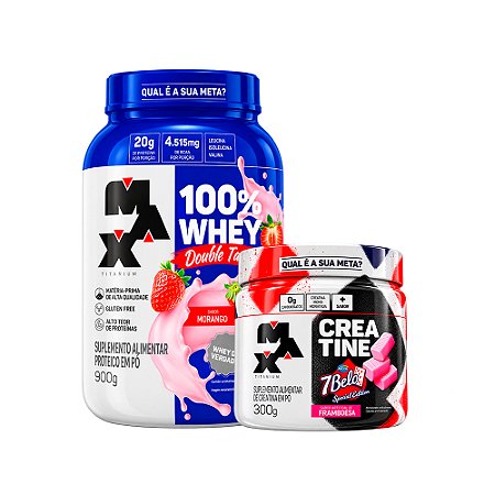 KIT WHEY DOUBLE TASTY + CREATINA 7 BELO MAX TITANIUM
