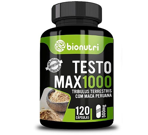 TESTO MAX 1000 TRIBULUS COM MACA PERUANA 120 CAPSULAS 500MG BIONUTRI