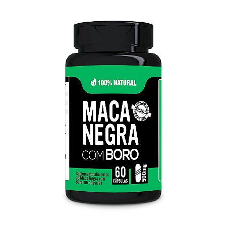 MACA PERUANA NEGRA COM BORO 60 CAPSULAS 500MG 100 NATURAL
