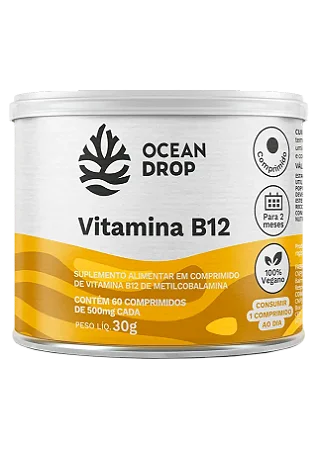 VITAMINA B12 METILCOBALAMINA 500MG 60 TABLETS VEGANO OCEAN DROP