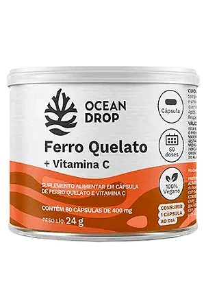 FERRO QUELATO E VITAMINA C 60 CAPSULAS 500MG OCEAN DROP