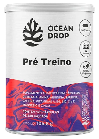 PRE TREINO 880MG 120 CAPSULAS OCEAN DROP