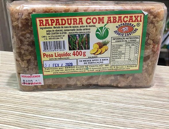 RAPADURA MINEIRA COM ABACAXI 400G CASTILHO
