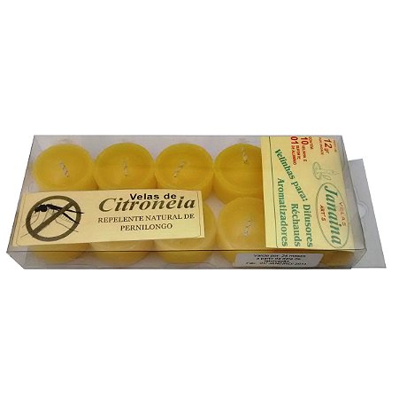 VELA DE CITRONELA COM SUPORTE DE ALUMINIO 10 UNIDADES JANAINA