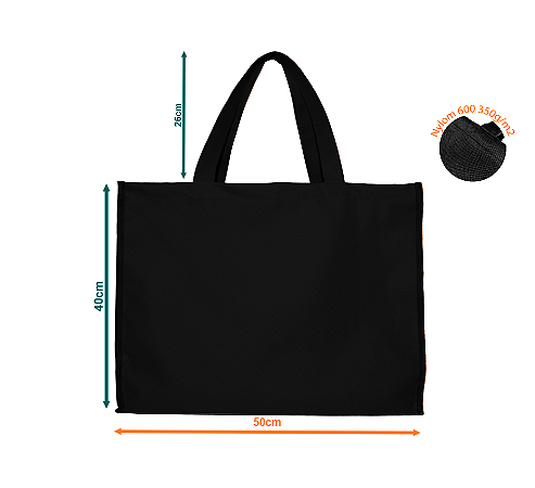Sacola Ecobag Grande Nylon 600 C/zíper - A=40 X L=50 X P=20cm
