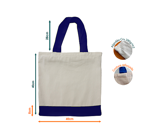 Sacola Ecobag Algodão Bi-color C/Zíper - A=40 X L=40
