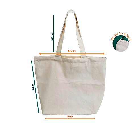 Ecobag Canoa Algodão c/zíper L=45 x A=37