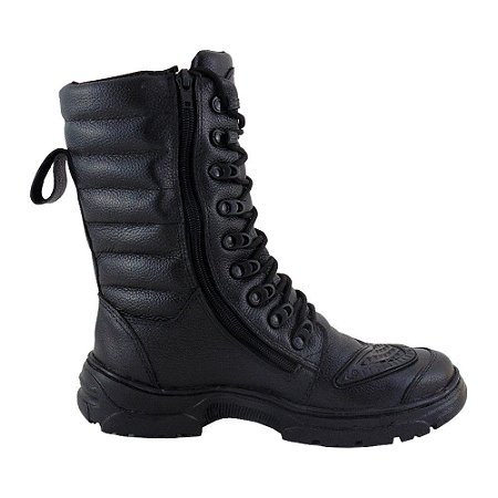 BOTA MASCULINA MOTOCICLISTA EM COURO NATURAL COR PRETA 277