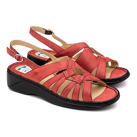 SANDÁLIA FEMININA ORTOPÉDICA CONFORTÁVEL SALTO BAIXO COURO LEGÍTIMO 266