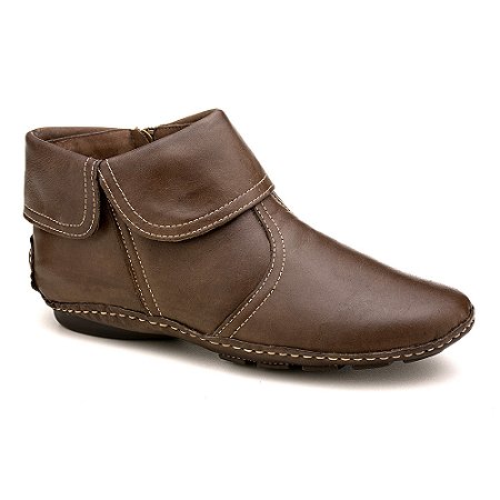 BOTA FEMININA CONFORTÁVEL ANKLE BOOT CANO CURTO COURO LEGÍTIMO 7810