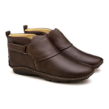 BOTA FEMININA CONFORTÁVEL ANKLE BOOT CANO CURTO COURO LEGÍTIMO 7840