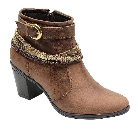 bota de couro legitimo cano curto feminina