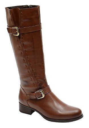 BOTA FEMININA MONTARIA COURO LEGÍTIMO COR BRANDY E2422