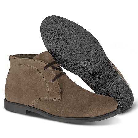 BOTA MASCULINA BOTINA EM COURO NATURAL CHELSEA CAFÉ COM SOLA PRETA E503