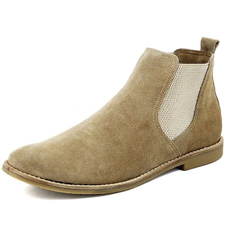 BOTA FEMININA ANKLE BOOT CHELSEA  EM COURO LEGÍTIMO AREIA E3301