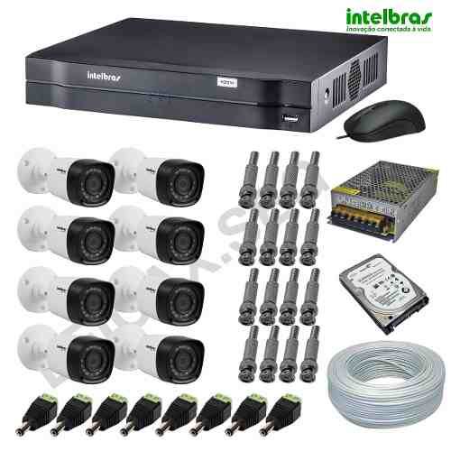 Sistema de Monitoramento Intelbras 8 Câmeras Infravermelho HDCVI Alta Definição Acesso Internet
