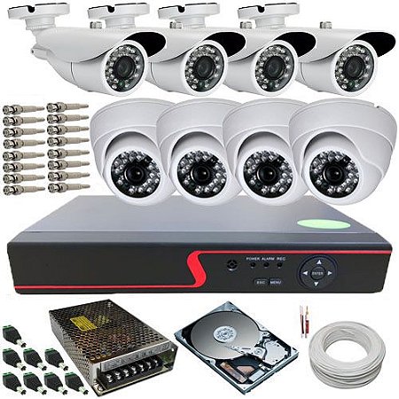 Kit Cftv Monitoramento 08 Câmeras AHD 720p + DVR Stand Alone 8 Canais -  Tudoseg Equipamentos para Segurança Eletrônica