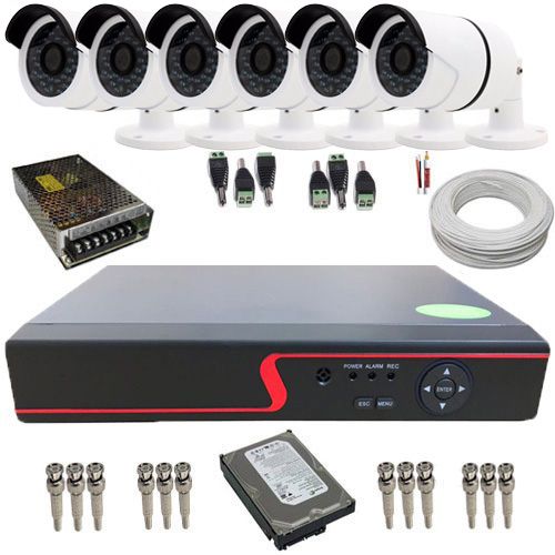 Kit Monitoramento 6 Câmeras 36 Leds Infravermelho AHD 1.3 Mp 720p DVR 8 Canais