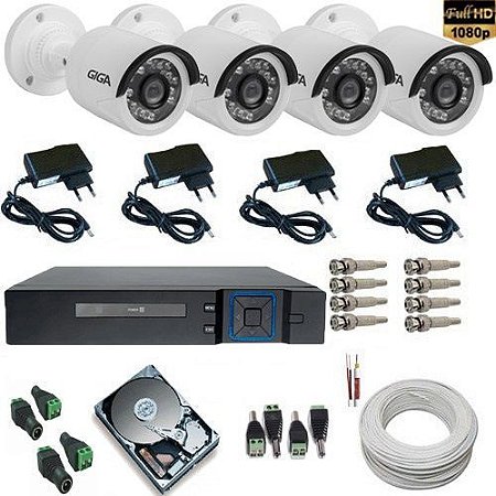 Kit de Vigilância 4 Câmeras Infravermelho Full HD 1080P 2.0 Mp + HD 1 TB -  Tudoseg Equipamentos para Segurança Eletrônica