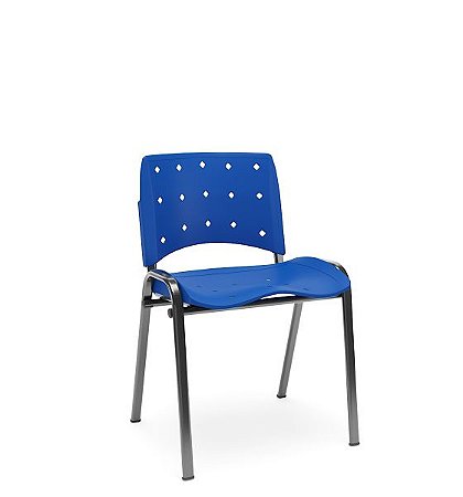 Cadeira Fixa em Polipropileno Base Tubular Empilhável Azul Bic