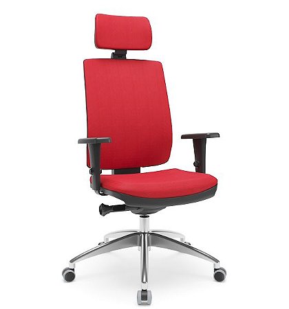 Cadeira Presidente Brizza Soft Autocompensador Slider Base Alumínio Braços 3D PU - Plaxmetal
