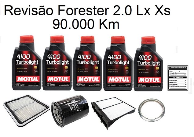 Kit Revisão Subaru Forester 2.0 Lx Xs 90 Mil Km Com Óleo Motul 4100 Turbolight 10W40 Semi-Sintético