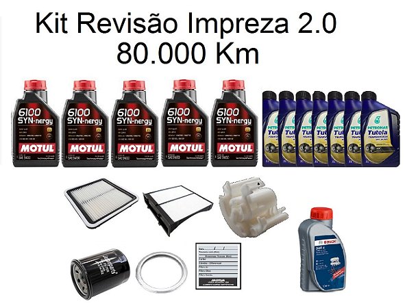 Kit Revisão Subaru Impreza 2.0 160 Cv 80 Mil Km Com Óleo Motul 6100 Syn-nergy 5W30 Sintético