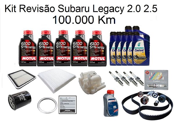 Kit Revisão Subaru Legacy 2.0 2.5 100 Mil Km Com Óleo Motul 6100 Syn-nergy 5W30 Sintético