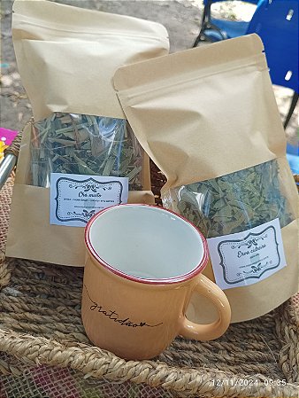Kit Gratidão - Chá de erva cidreira + Chá misto + xícara de porcelana