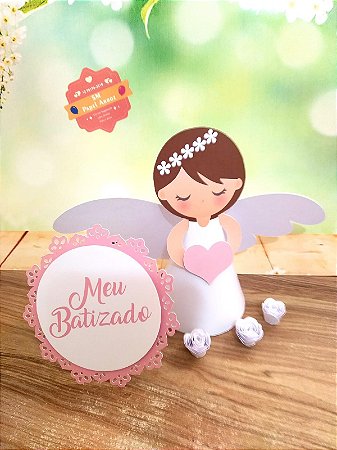 TOPO ANJO 3D Rosa