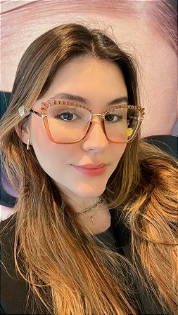 Óculos Feminino com nuance laranja