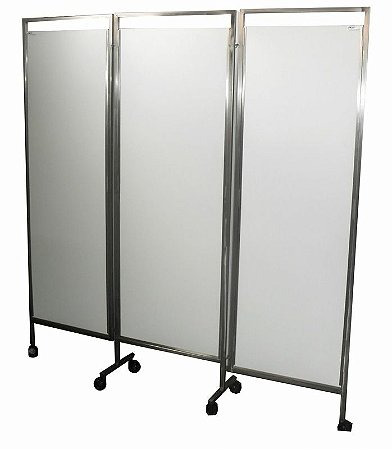 Biombo com três faces em iço inox