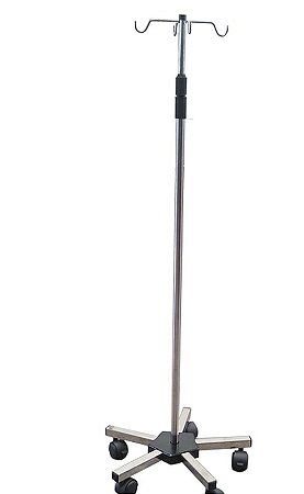 Suporte de Soro em Aço Inox com 5 Pés