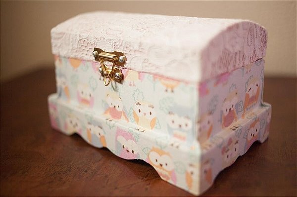 Baú de MDF forrado com tecido