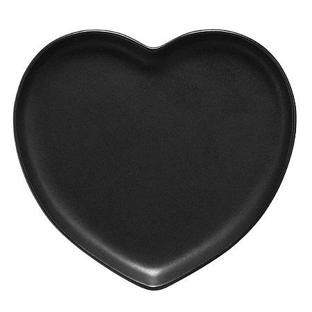 Travessa coração Preto fosco G (27,5x25cm)