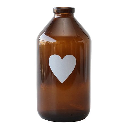Vaso garrafa de vidro - Coração Ámbar