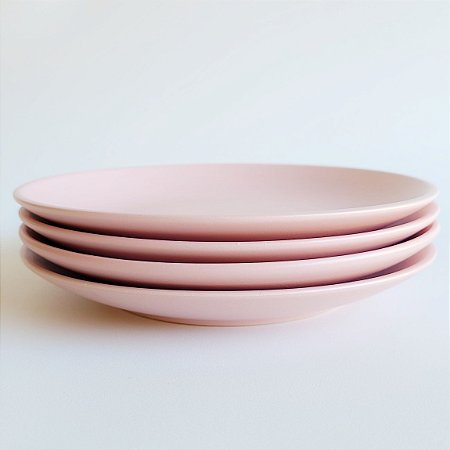 Jogo de pratos de sobremesa rosa