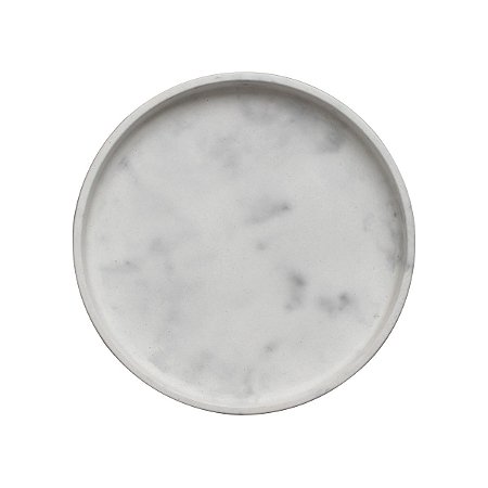 Prato de cimento fundo na cor mármore branco - 17cm