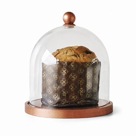 Porta panetone de MDF com redoma de vidro - COBRE