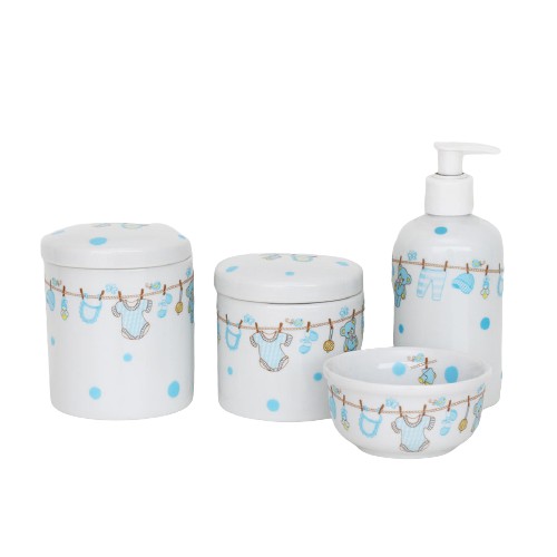 kit higiene de porcelana - Bebê azul