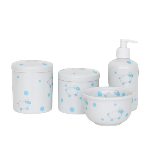Kit Higiene de porcelana - Ovelhinhas Azul