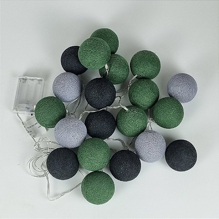 Cordão de luz - Preto, verde e cinza claro