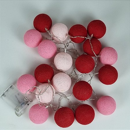 Cordão de luz -Tons de vermelho e rosa