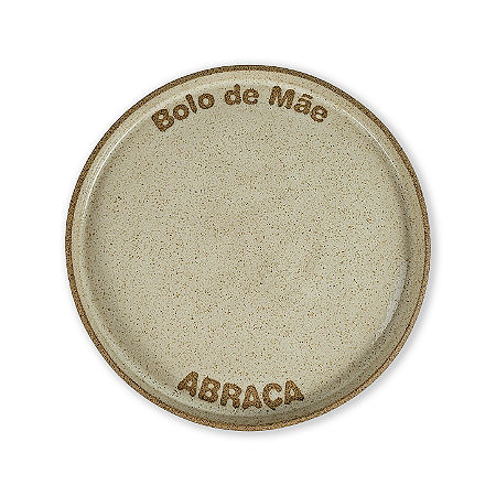 Boleira De Cerâmica Bege E Madeira - Bolo De Mãe