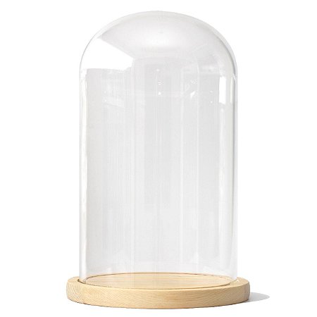 Redoma de vidro com base de madeira 15X26cm