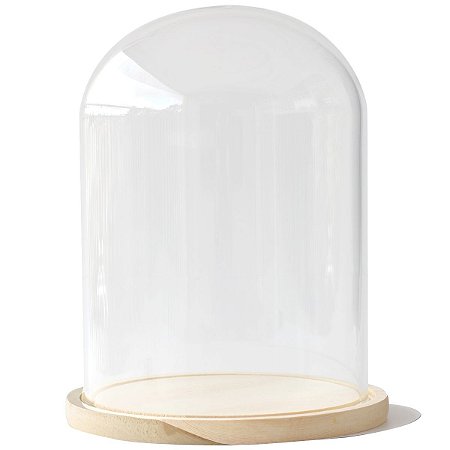Redoma de vidro com base de madeira 20X28cm