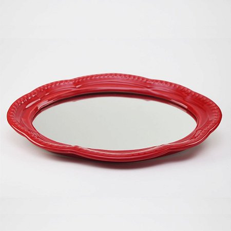 Bandeja de Louça com Espelho - Vermelha (26x34cm)