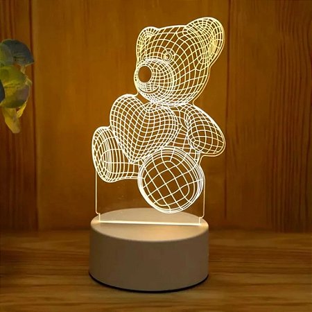 LUMINARIA DECORATIVA URSINHO 3D - LUZ QUENTE - USB 20.1*11CM TOP1792
